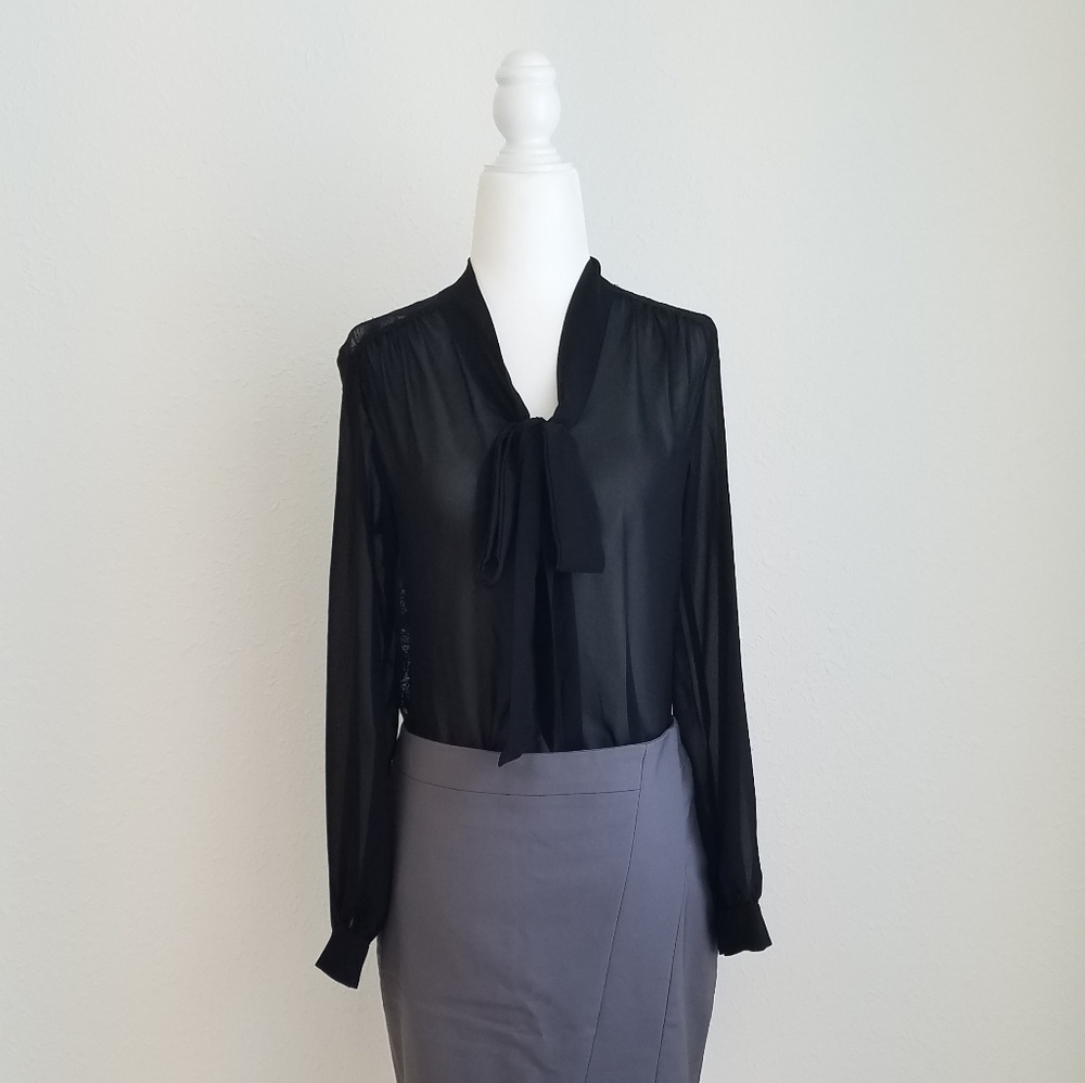 Sheer black long sleeve blouse